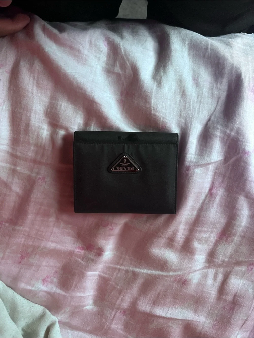 Prada Black Nylon Bifold Wallet with Triangle Logo